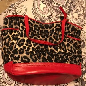 Authentic Coach Park Ocelot Print Tote ShoulderBag